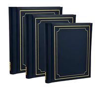 Arpan 3 x Self Adhesive Photo Albums Totaling 108 Sheets 216 Sides Padded Leather Style Finish - Blue