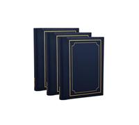 Arpan 3 x Self Adhesive Photo Albums Totaling 108 Sheets 216 Sides Padded Leather Style Finish - Blue