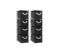Arpan 4-Drawer Storage Unit Ideal for Home/Office/Bedrooms (4-Drawer 18x25x65cm) Pack of 2 in Black | Size: 18 x 25 x 65 cm Arpan Black 18 x 25 x 65 cm