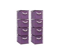 Arpan 4-Drawer Storage Unit Ideal for Home/Office/Bedrooms (4-Drawer 18x25x65cm) Pack of 2 in Purple | Size: 18 x 25 x 65 cm Arpan Purple 18 x 25 x 65 cm