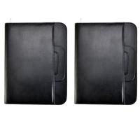 Arpan A4 Black Conference Folder for Personal, Executive, Professionals, Corporate, Businesses, A4 Soft Touch Portfolio Case with Portable Handle, Calculator & Pad (34 x 25 cm) (Pack of 2)