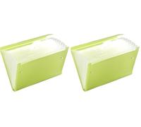Arpan A4 Expanding File Folder with Gusset Pocket Organiser - Stud Wallet Closer for Home, Work, Office, Business, School, College - Light Green (Pack of 2)
