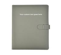 ARPAN A4 Professional Presentation Display Book - Custom Personalized Notebook, 50 Pockets for 100 Views, Certificate Folder Leather Look, Ring Binder A4 Portfolio Binder | Closure Belt (Grey)