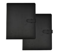 Arpan A4 Professional Presentation Display Book with 50 Sheets & Inner Pockets - Soft Touch Portfolio Binder, A4 Leather Binder, Professional Portfolio Book Binder with Closure Belt (Black - 2 Pack)