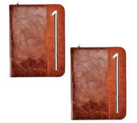 Arpan A4 Zipped Conference Folder Executive Portfolio Professional Business Document Case Bag Organiser Faux Leather (Chocolate Brown - Pack of 2)