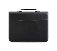 Arpan A4 Conference Folder with Handle Ringbinder Folio with Zipper Soft Padded Cover - Black