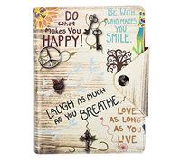 Arpan A5 Executive Personal Organiser Ruled Notebook, ''Life inspirational slogans'' Padded Leather Cover With Stud button closure (Slogan Cream)