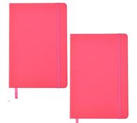 ARPAN A5 Hardback Cover & Ribbon Marker with Elastic Closure Notebook Diary, 80gsm Paper, 136 sheets Perfect for Office, Home, School, Business (Pink - Pack of 2)