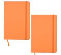 ARPAN A5 Hardback Cover & Ribbon Marker with Elastic Closure Notebook Diary, 80gsm Paper, 136 sheets Perfect for Office, Home, School, Business (Orange - Pack of 2)