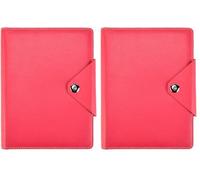 ARPAN A5 Personal Organiser Notebook, Refillable Ring Binder Notebook with Faux Leather Cover, Card Pockets & Pen Holder (Hot Pink) (Pack of 2)
