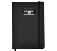 ARPAN A5 Personalised Custom Logo Diary, Ribbon Marker, Elastic Closure Notebook, 80gsm Paper, 136 sheets Perfect for Office, Home, School, Business (Black - Logo)