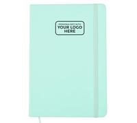 ARPAN A5 Personalised Custom Logo Diary, Ribbon Marker, Elastic Closure Notebook, 80gsm Paper, 136 sheets Perfect for Office, Home, School, Business (Aqua - Logo)