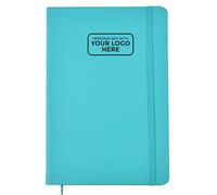 Arpan A5 Personalised Diary with Custom Logo - 136 Pages, Ribbon Marker, Elastic Closure - 80gsm Paper Personalised Notebook A5, Personalised Stationery for Office, School (Blue - Logo)