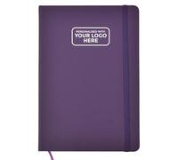 Arpan A5 Personalised Diary with Custom Logo - 136 Pages, Ribbon Marker, Elastic Closure - 80gsm Paper Personalised Notebook A5, Personalised Stationery for Office, School (Purple - Logo)