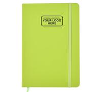 Arpan A5 Personalised Diary with Custom Logo - 136 Pages, Ribbon Marker, Elastic Closure - 80gsm Paper Personalised Notebook A5, Personalised Stationery for Office, School (Green - Logo)