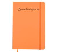 Arpan A5 Personalised Diary with Custom Text - 136 Pages, Ribbon Marker, Elastic Closure - 80gsm Paper Personalised Notebook A5, Personalised Stationery for Office, School (Orange - Text)