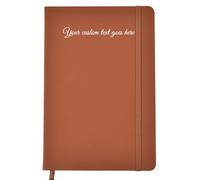 Arpan A5 Personalised Diary with Custom Text - 136 Pages, Ribbon Marker, Elastic Closure - 80gsm Paper Personalised Notebook A5, Personalised Stationery for Office, School (Brown - Text)