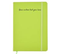 Arpan A5 Personalised Diary with Custom Text - 136 Pages, Ribbon Marker, Elastic Closure - 80gsm Paper Personalised Notebook A5, Personalised Stationery for Office, School (Green - Text)