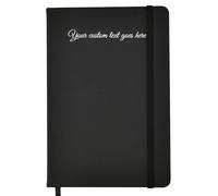 Arpan A5 Personalised Diary with Custom Text - 136 Pages, Ribbon Marker, Elastic Closure - 80gsm Paper Personalised Notebook A5, Personalised Stationery for Office, School (Black - Text)
