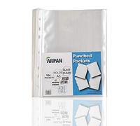 ARPAN A5 Punched Pockets 104 Pack - Clear Poly Wallets, A5 Plastic Sleeves, 45 Micron Sheet Protectors, Hole Punched Document Sleeves for Ring Binders, Office, School & Filing
