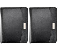 Arpan A5 Zipped Business Executive Conference Folder with Calculator & Pad Ring Binder Portfolio - Black (Pack of 2)
