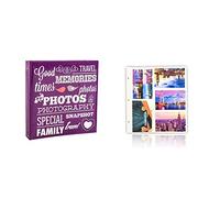 ARPAN AL-9574 Large Slip in Photo Album Holds 500 Photos 6'' x 4'' - Purple & 20 Refill Sheet Holds 6x4'' 200 Large Ringbinder Photo Album