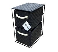 Arpan Black 2-Drawer Storage Unit Ideal For Home/Office/Bedrooms (2-Drawer - 18x25x33cm)