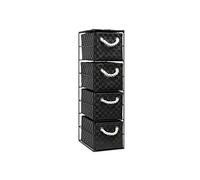 ARPAN Black 4-Drawer Storage Unit, Basket Drawer Unit for Bathroom, Bedroom or Office Storage (18 x 25 x 65 cm)
