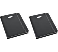 Arpan Black Leather Look A4 Zipped Conference Folder with Calculator & Pad/Executive Portfolio (Pack of 2)