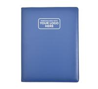 ARPAN Blue A4 Personalised Logo Presentation Folder - 48 Pockets 96 Sides Professional Portfolio Document Display Book | Faux Leather Record of Achievement Folder for Conference or Work