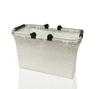 ARPAN Large Laundry Basket White - Collapsible Shopping Basket with Aluminium Frame, Woven Polypropylene Storage Hamper with Foldable Handles for Laundry, Shopping & Home Storage