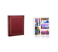 ARPAN Deluxe Large Self Adhesive Ring Binder Photo Album 40 Sheets/80 Sides-Burgundy, 28.5x23x5.5 cm & 20 Refill Sheet Holds 6x4'' 200 Large Ringbinder Photo Album