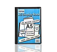 Display Book - 24 Pockets Black Presentation A5 Display Book Folder Folio for Professionals, Business, Students, Projects, School, College & Personal Use by Arpan