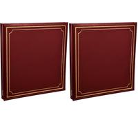 Arpan Extra-Large 32x26cm Self Adhesive Photo Album 24/Sheets 48/Sides Leather Look Padded Cover Post Bound - Red (Pack of 2)