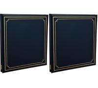 Arpan Extra-Large 32x26cm Self Adhesive Photo Album 24/Sheets 48/Sides Leather Look Padded Cover Post Bound - Blue (Pack of 2)