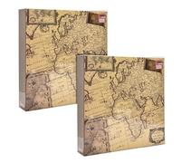 ARPAN Extra-Large Self-Adhesive Photo Album with 3-Ring Binder, 20 Sheets, 40 Sides for Photos & Memory Keeping - Pack of 2 (Old Map)