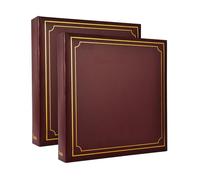 ARPAN Extra-Large Self-Adhesive Photo Album with 3-Ring Binder, 20 Sheets, 40 Sides for Photos & Memory Keeping - Pack of 2 (Burgundy Red with Gold Border)