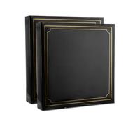 ARPAN Extra-Large Self-Adhesive Photo Album with 3-Ring Binder, 20 Sheets, 40 Sides for Photos & Memory Keeping - Pack of 2 (Classic Black with Gold Border)