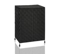 Arpan Foldable Laundry Hamper Basket Black. Washing Bin With Lid & Insert Handle For Easy Carrying