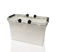 ARPAN Large Laundry Basket White - Collapsible Shopping Basket with Aluminium Frame, Woven Polypropylene Storage Hamper with Foldable Handles for Laundry, Shopping & Home Storage