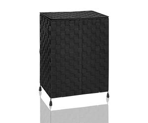 Arpan Large Nylon Folding Laundry Hamper Basket With Lid & Handle - Black
