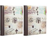 ARPAN Large Self Adhesive Photo Album, 20 Sheets 40 Sides, Spiral Ring Binder with Clear Overlay Pages, Life Inspirational Slogans Design (Pack of 2)