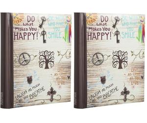 ARPAN Large Self Adhesive Photo Album, 20 Sheets 40 Sides, Spiral Ring Binder with Clear Overlay Pages, Life Inspirational Slogans Design (Pack of 2)