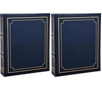 ARPAN Large Self Adhesive Photo Album Ring Binder, 40 Sheets / 80 Sides, Traditional Sticky Page Photo Album with Index Pages & CD/DVD Pocket (Blue) (Pack of 2)