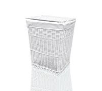 Arpan Large White Wicker Laundry Basket With White Lining