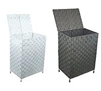 Arpan Laundry Basket Hamper (Set of 2) - Washing Bin with Lid & Insert Handle for Easy Carrying - Convenient Storage Organizer Box for Clothes, Toys - Black & White (BLACK-WHITE)