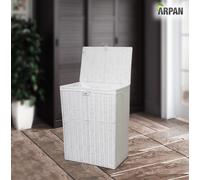 Arpan Laundry Cloth Basket W38 x D25 x H49cm Resin White Medium Bin Hamper