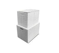 Laundry Resin Woven Basket Storage Chest Trunk Hamper/Kids Toy Storage Box Basket (Medium - W37xD26x26cms) Arpan White M