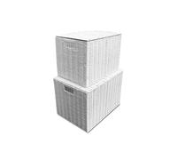 Arpan Laundry Resin Woven Hamper Basket Storage Chest Trunk Hamper/kids Toy Storage (1 X Large, 1 X Medium)