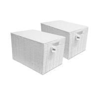 Arpan Laundry Resin Woven Hamper Basket Storage Chest Trunk Hamper/kids Toy Storage (Large Pack Of 2)